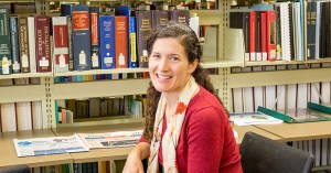 Photo of Anne Hall in the research library