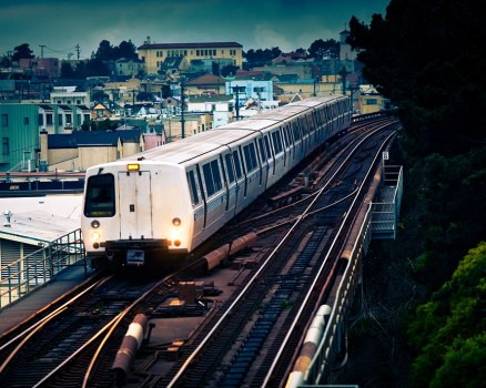 BART Train on Elevated Track