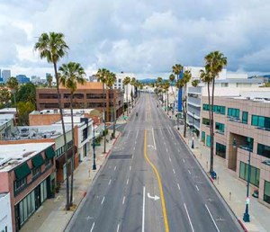 Empty streets in LA due to COVID-19 shelter-in-place